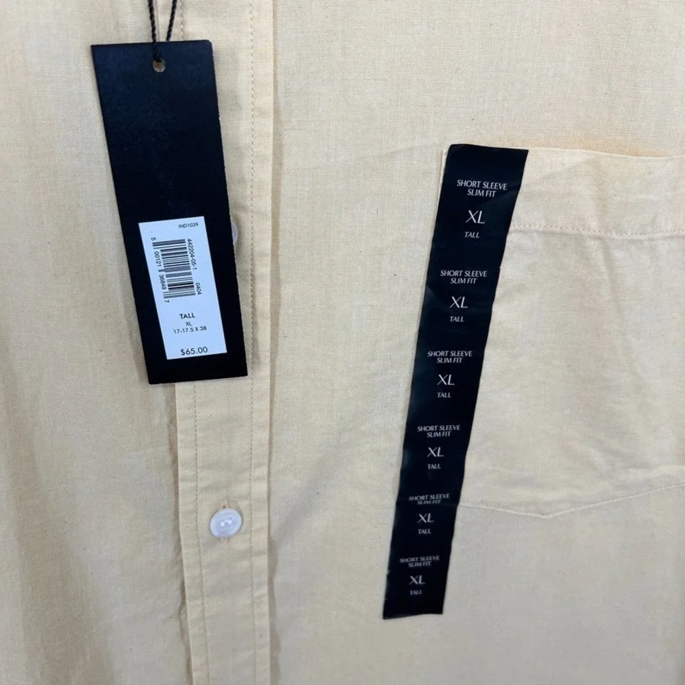 Banana Republic Shirt Men XL Tall Yellow Organic Cotton Slim Fit Beach Preppy